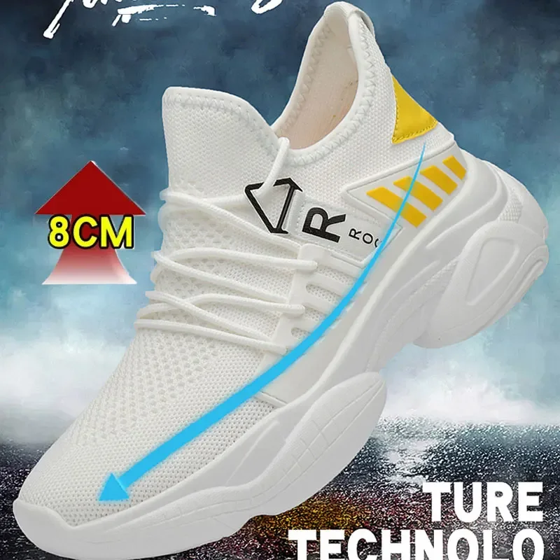 

Luxury brand sneakers men elevator shoes height increase shoes for men casual insole 8cm 6cm optional heels taller male 36-44