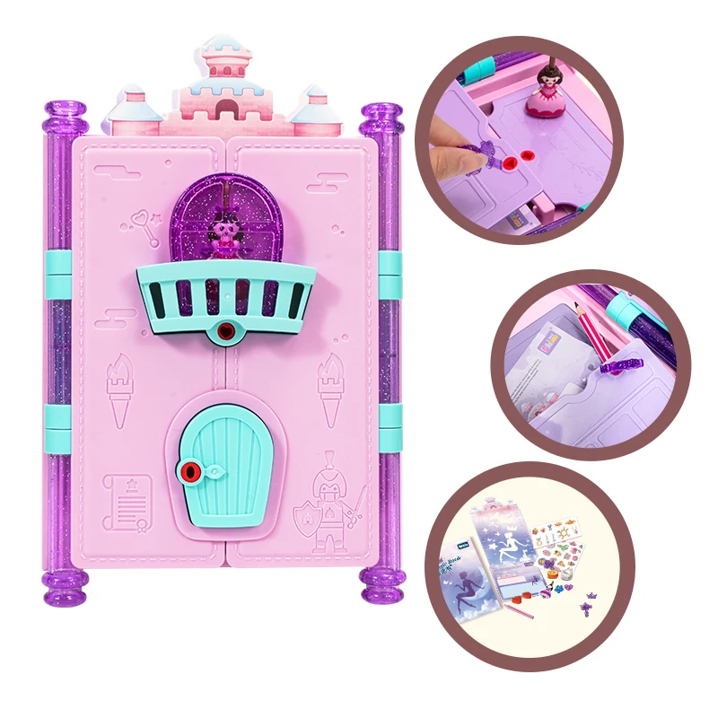 Livre de journal magique avec clés de verrouillage, taille-crayon, gomme autocollante, déverrouillage, fournitures éducatives, jouets faits à la main, cadeau pour enfants