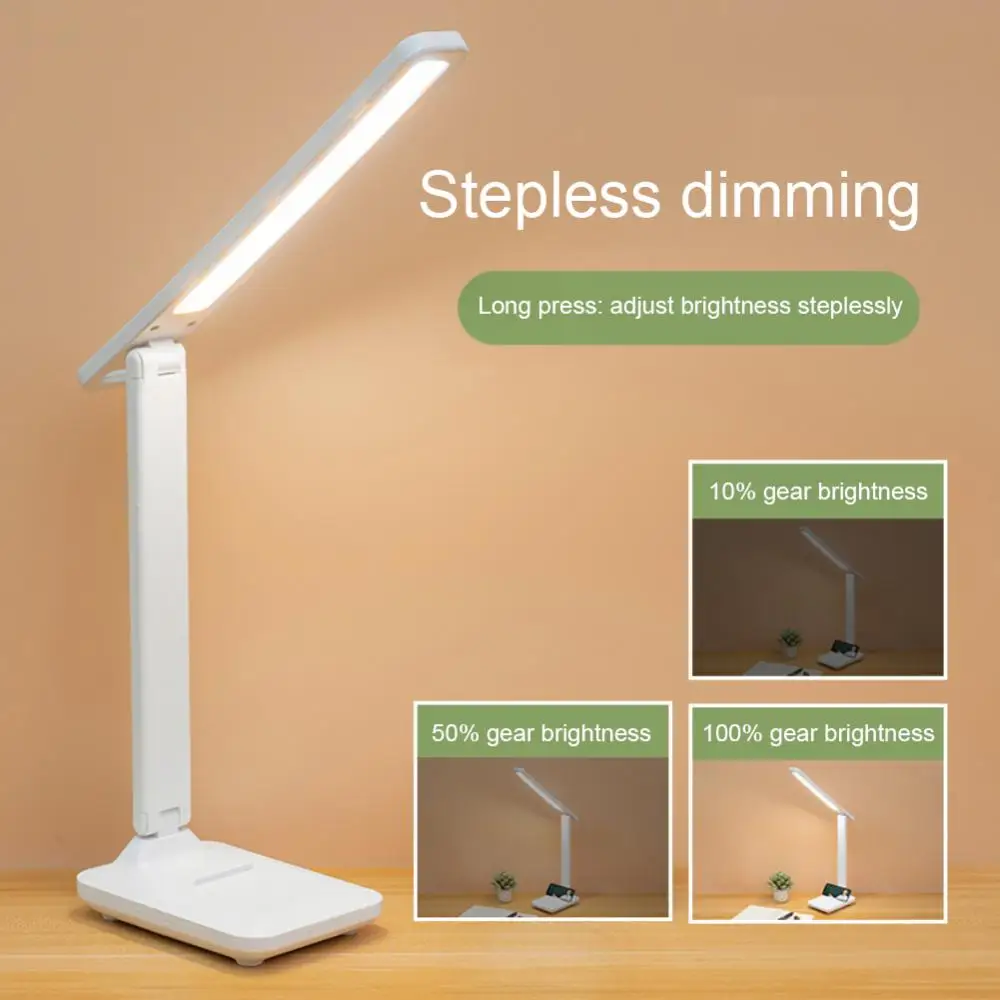 LED Table Lamp USB Chargeable 3 Color Stepless Dimmable Desk Lamp Touch Foldable Eye Protection Reading Indoor Night Lights