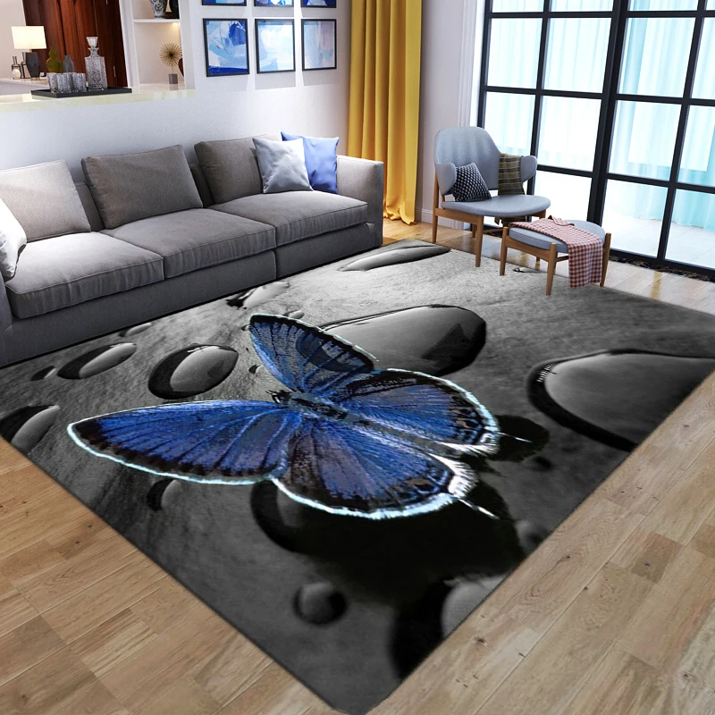 Colorful Stone With Butterfly Carpets For Home Living Room Bedroom Decor Bedside Large Area Rugs Sofa Tea Table Floor Lounge Mat