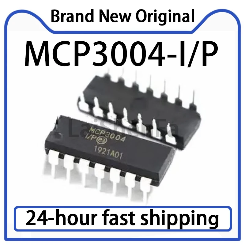 1PCS MCP3004-I/P Direct Insertion PDIP-14 Analog-to-digital Converter Chip 2.7V~5.5V Original Stock