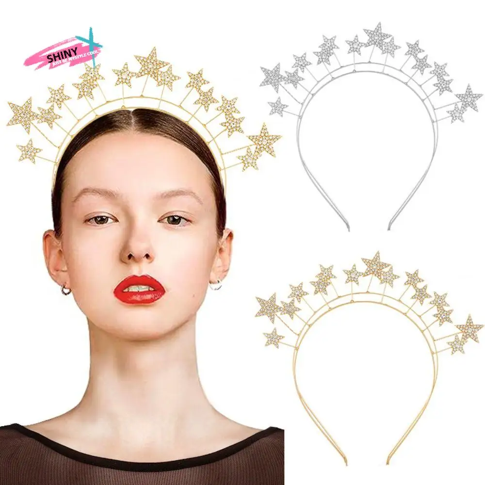 

Exaggerated Metal Star Hair Hoop Silver Princess Halo Crown Headwear Hair Ornaments Baroque Hairbands Hair Accessories