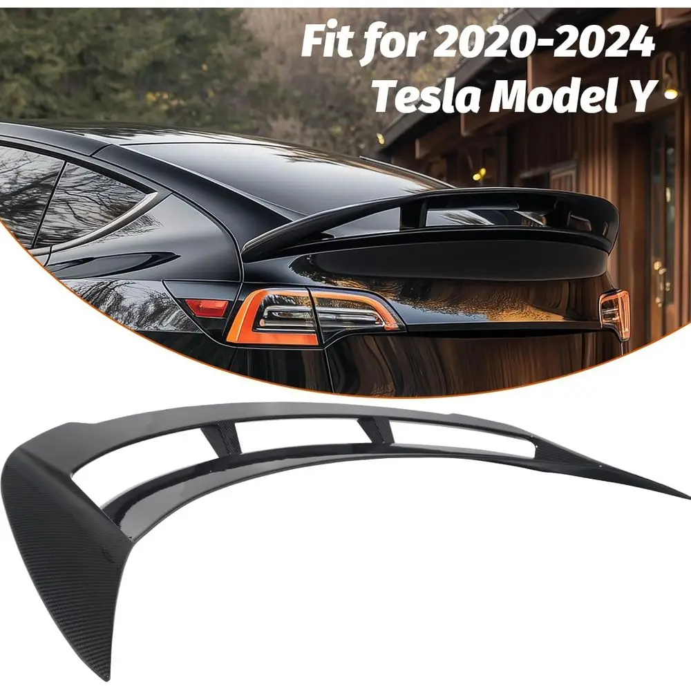 يناسب طراز تسلا Y 2020 2021 2022 2024 جناح سبويلر خلفي ، ملحقات نموذج Y عالية الأداء GT نمط ألياف الكربون