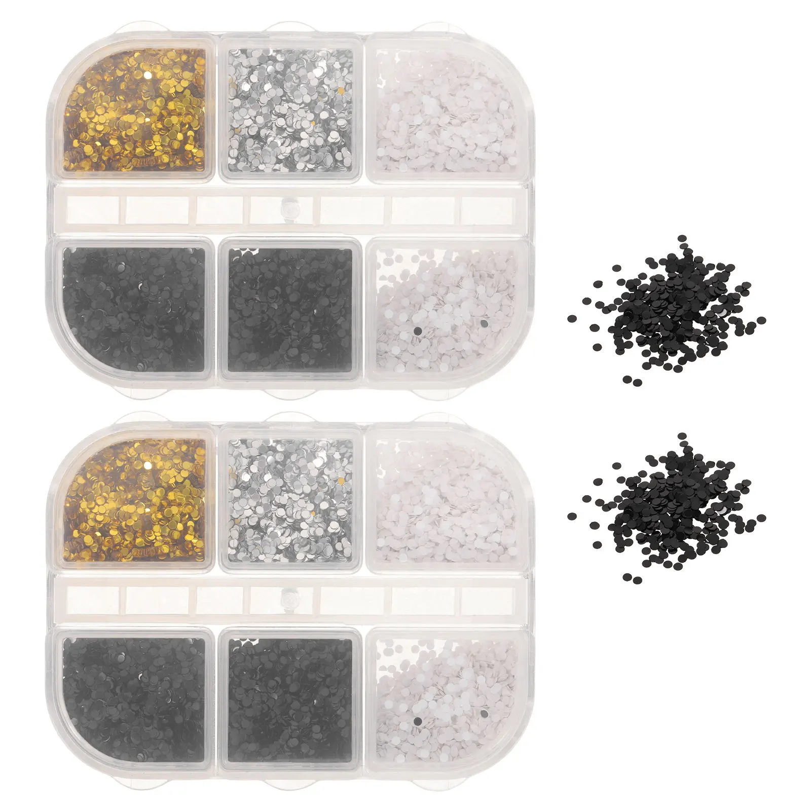 

2 Boxes Mini Dot Sequins Nail Glitter 6 Grid Colorful Round Glitter Flakes DIY Nail Accessories Manicure Decoration