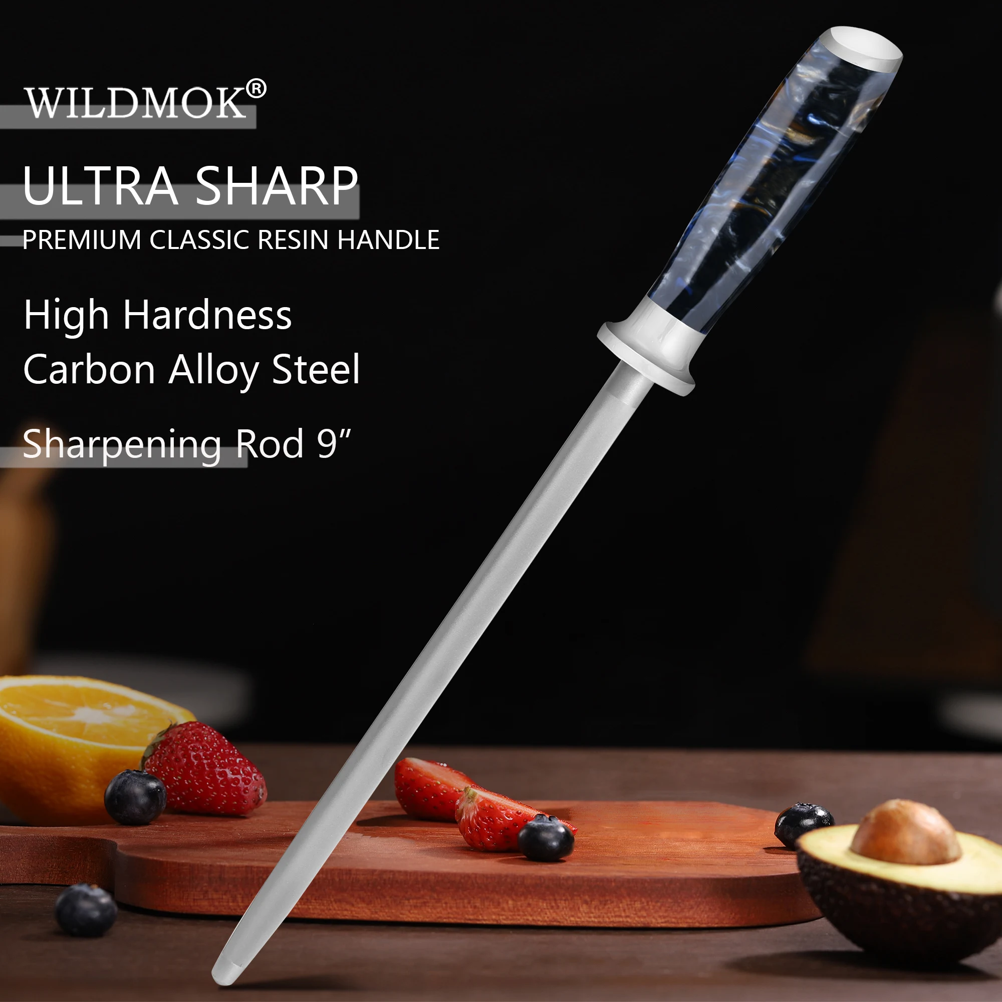 

WILDMOK Honing Steel Super Hardness Sharpening Rod Knife Sharpener Steel,9"Honing Steel Knife Sharpening Steel Sharpening Rod