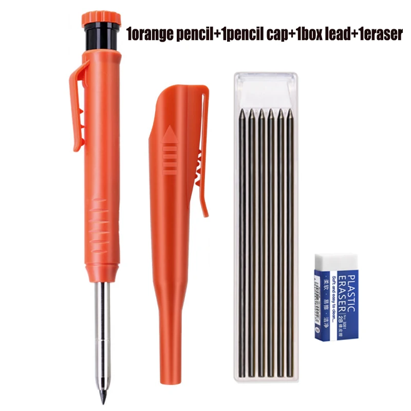 4 stks/set Creatieve 2.8mm Houtbewerking Mechanische Potloden Set Met Dop, voor Timmerman Techniek Diep Gat Markering Scribing Tool