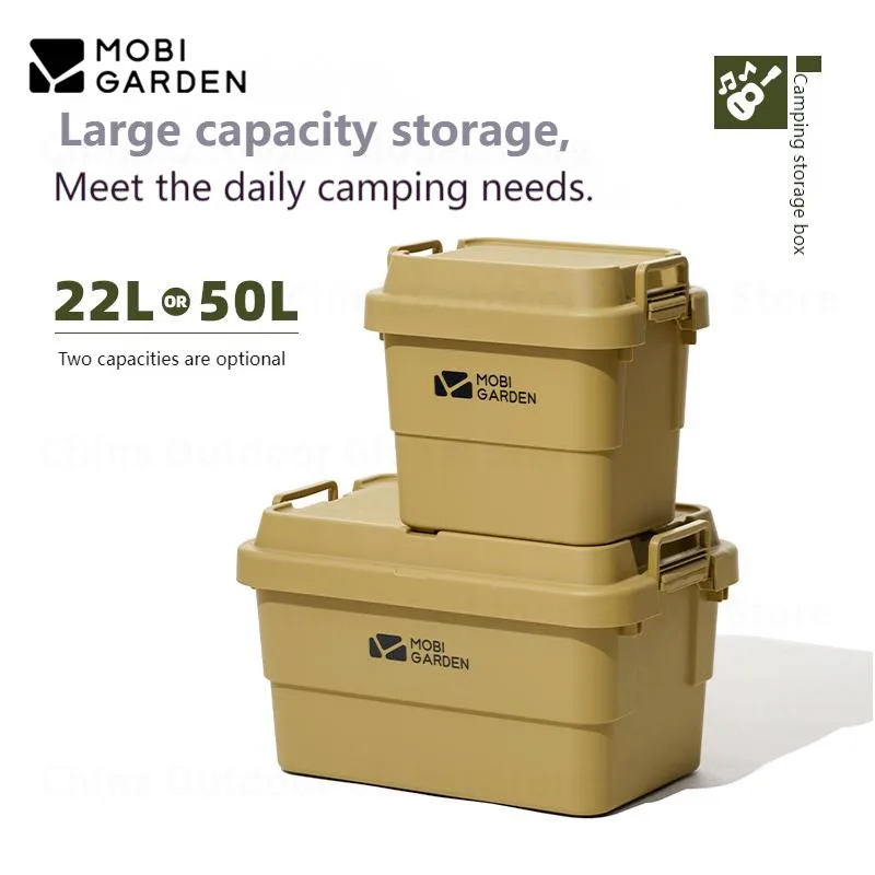 

MOBI GARDEN Camping Storage Box High Capacity Portable Storage Bags Food Grade PP Material Box Table Stackable 22L/50L/50L PRO