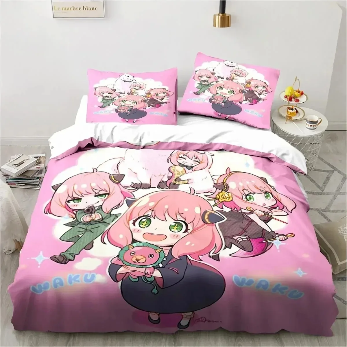 3D Printing SPY FAMILY Anya Anime Bedding Set Duvet Cover Bed Set Quilt Cover Pillowcase Comforter king Queen Size Boys Adult