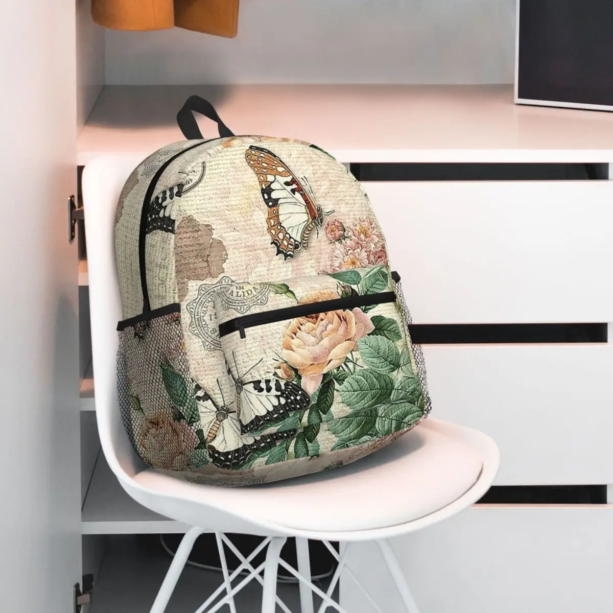 

Bird Flower Pattern Backpack Student BookBag Kids School Bag Laptop Shoulder Bags for Men Women