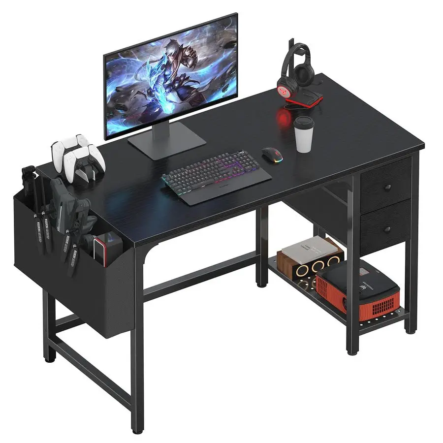 

Computer Desk with Fabric Drawers, 40 Inch Reversible Gaming Desk for Small Space Home Office, Modern Simple Study Writing Tabl