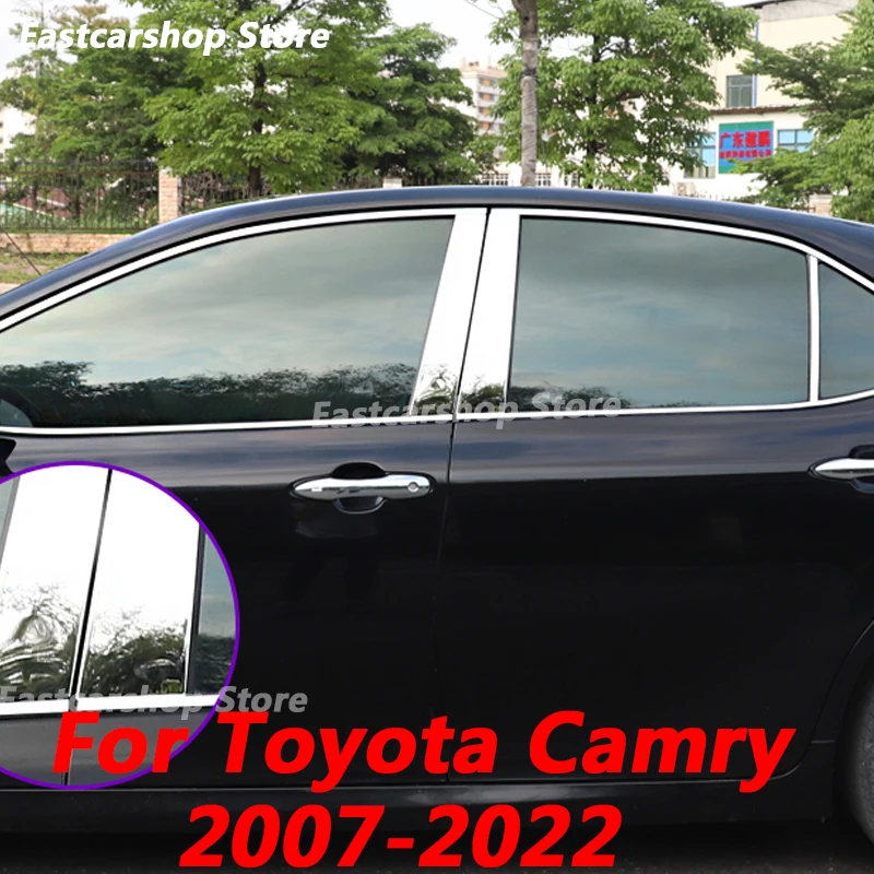 

For Toyota Camry XV70 XV50 XV40 Car Stainless Steel Middle Central Column PC Window Trim B C Pillar Cover 2022 2021 2007-2020