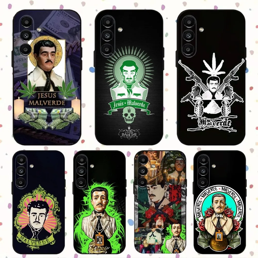 

Jesus Malverde Phone Case For Samsung S24,S21,S22,S23,S30,Ultra,S20,Plus,Fe,Lite,Note,10,9,5G Black Soft Cover