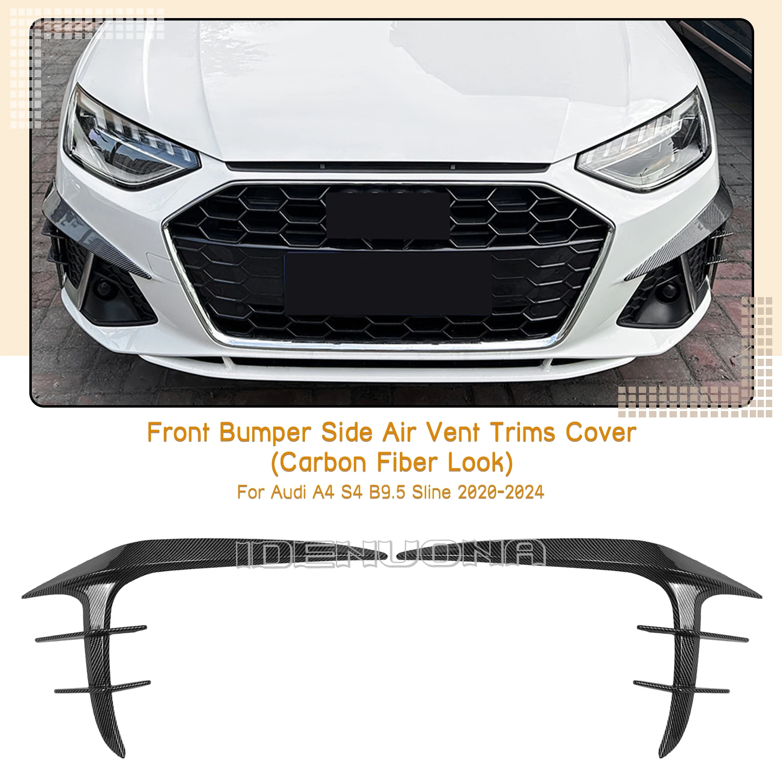 

Внешний передний бампер, боковой спойлер Canard, нижний сплиттер для Audi A4 S4 B9.5 Sline 2020 2021 2022 2023 2024