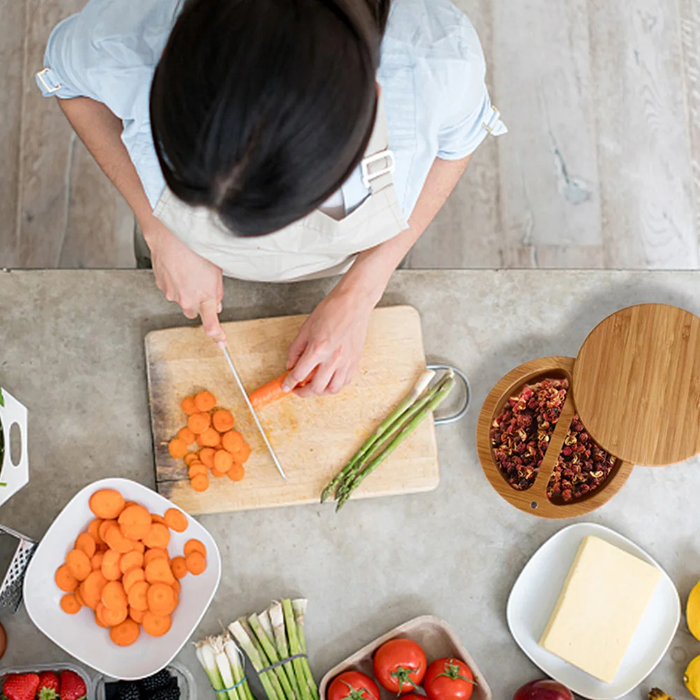 

1 set Spice Jar Salt Container Wooden Seasoning Storage Pot Kitchen Condiment Pots Corrosion Resistant Heat Resistant