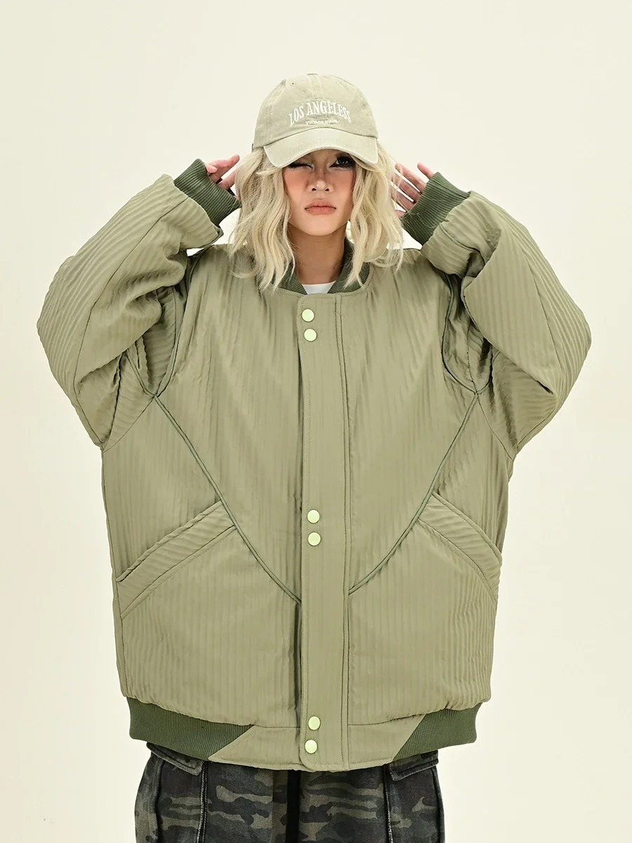 Textured Tooling Parkas Women's 2024 Winter New Loose Bf American Street Hip Hop Thickened Coats