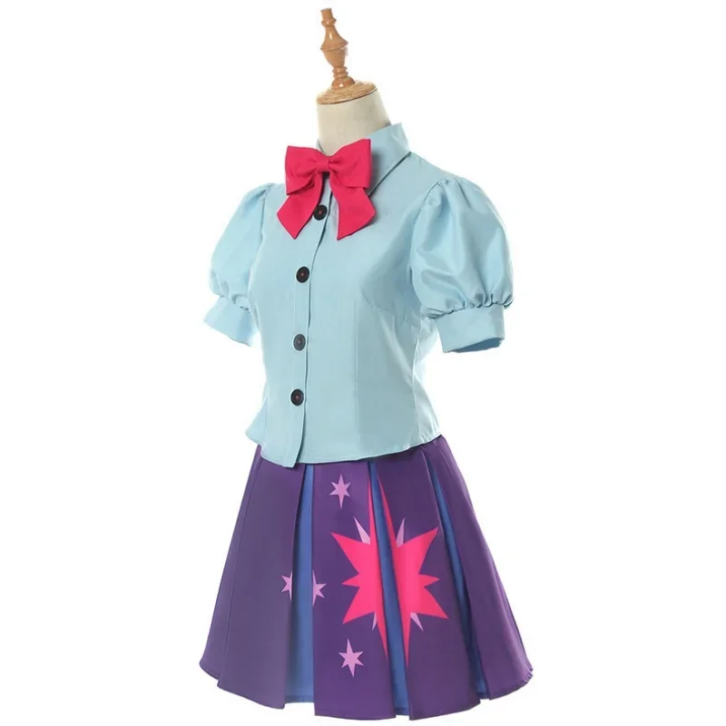 Twilight Sparkle Kostuum Menselijke Jurk Cosplay Kostuum Matroos Shirt Korte Jurk Halloween Carnaval Feest Uniform Set