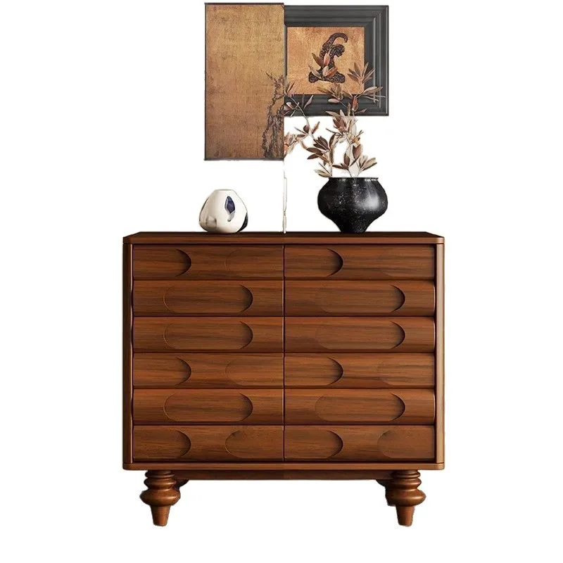 antique and retro, living room French home, solid wood side cabinet, simple storage combination, entrance locker