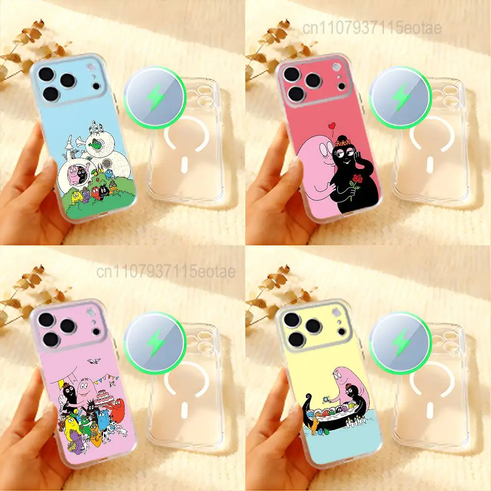 

B-Barbapapa-S CARTOON Phone Case For iPhone 17,16,15,14,13,12,11 Pro,Max,Plus,Mini,Air,E Magnetic Frosted Clear
