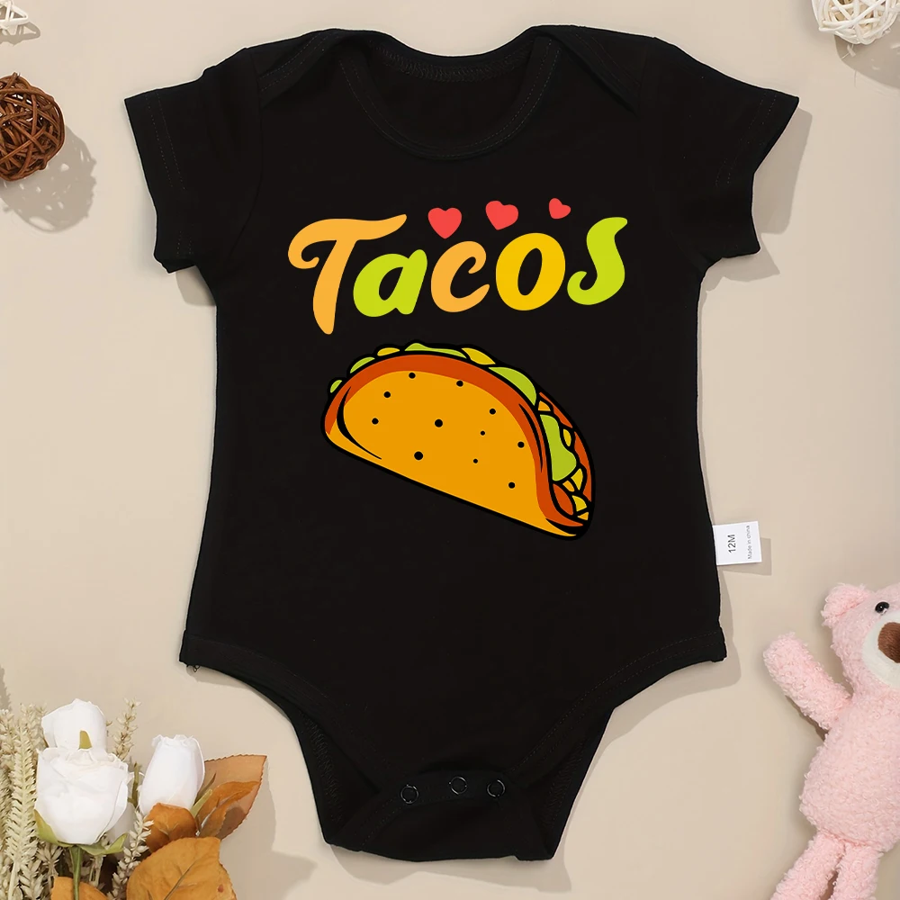 American Style Tacos Baby Boy and Girl Clothes Bodysuit Short Sleeve Summer Breathable Infant Onesie Cotton Cheap Hot Sale