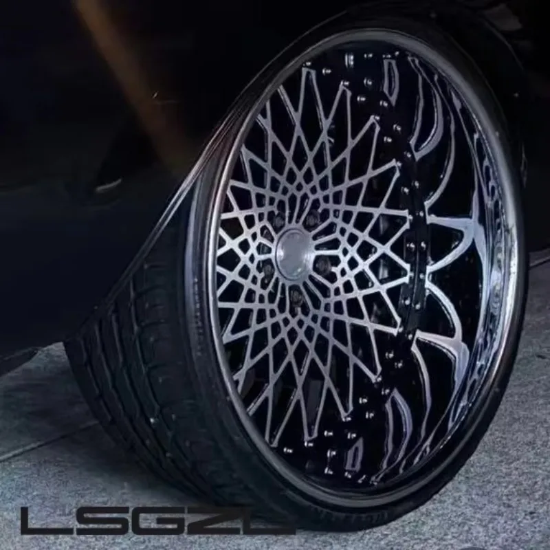 High-end customized deep concave forged alloy wheel hub, multi-inch single-piece sport rims, 5×3 PCD, gold polished finish