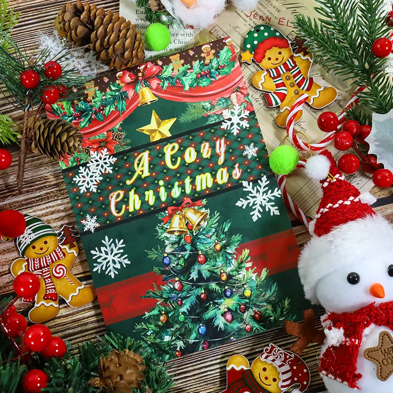 20 Sheets/book Vintage Christmas Festival Decor Landscape Sticker Book Creative DIY Journal Material Collage Stationery
