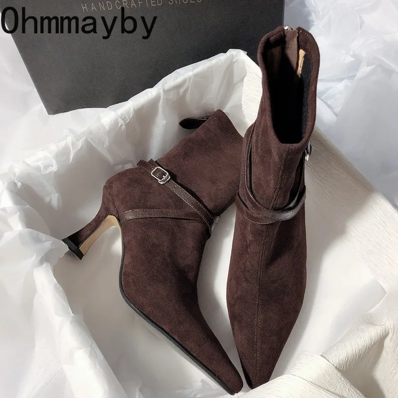 Autumn Fashion Elastic Slim Women Ankle Boots Fashion Party Stripper Female Shoes Ladies High Heel Short Botas Para Mujer