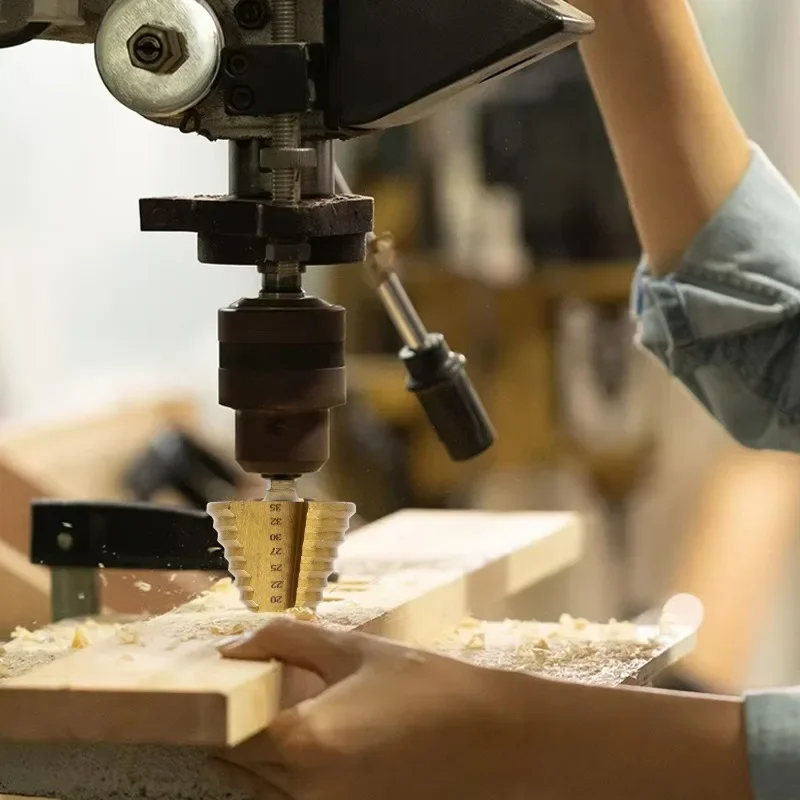 5-35mm Manico esagonale Trapano scanalato a spirale Gradini in acciaio ad alta velocità Apri punte da trapano per metallo Piastrelle di ceramica Trapano rapido Utensili elettrici