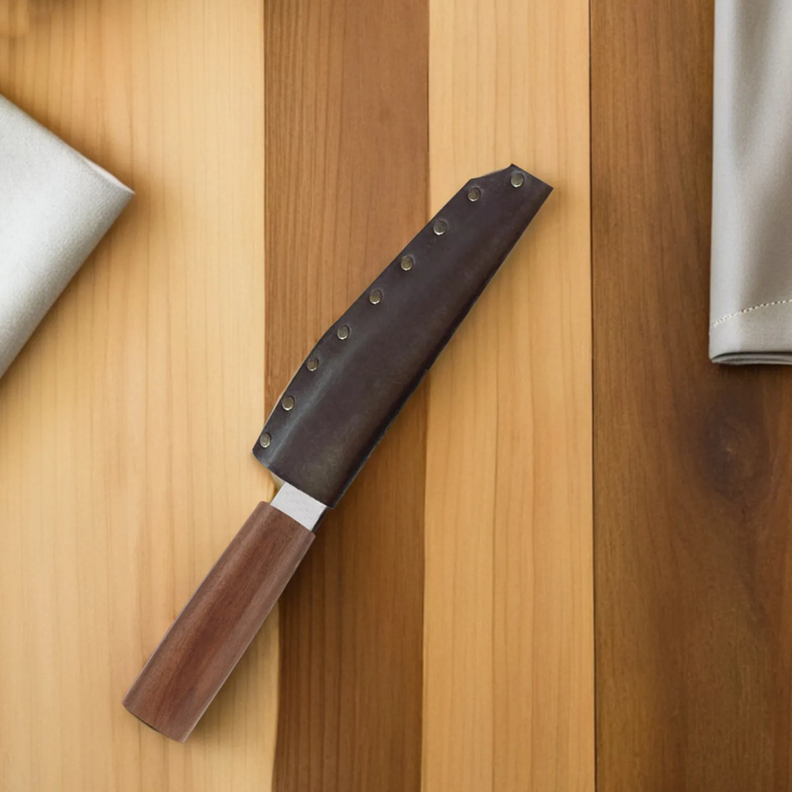 Wooden Knife Handle Replacement Natural Wood Chef Cutter Round Ergonomic 9Cm Nonskid Antiscald Kitchen Knife Handle Repair Grip view 4