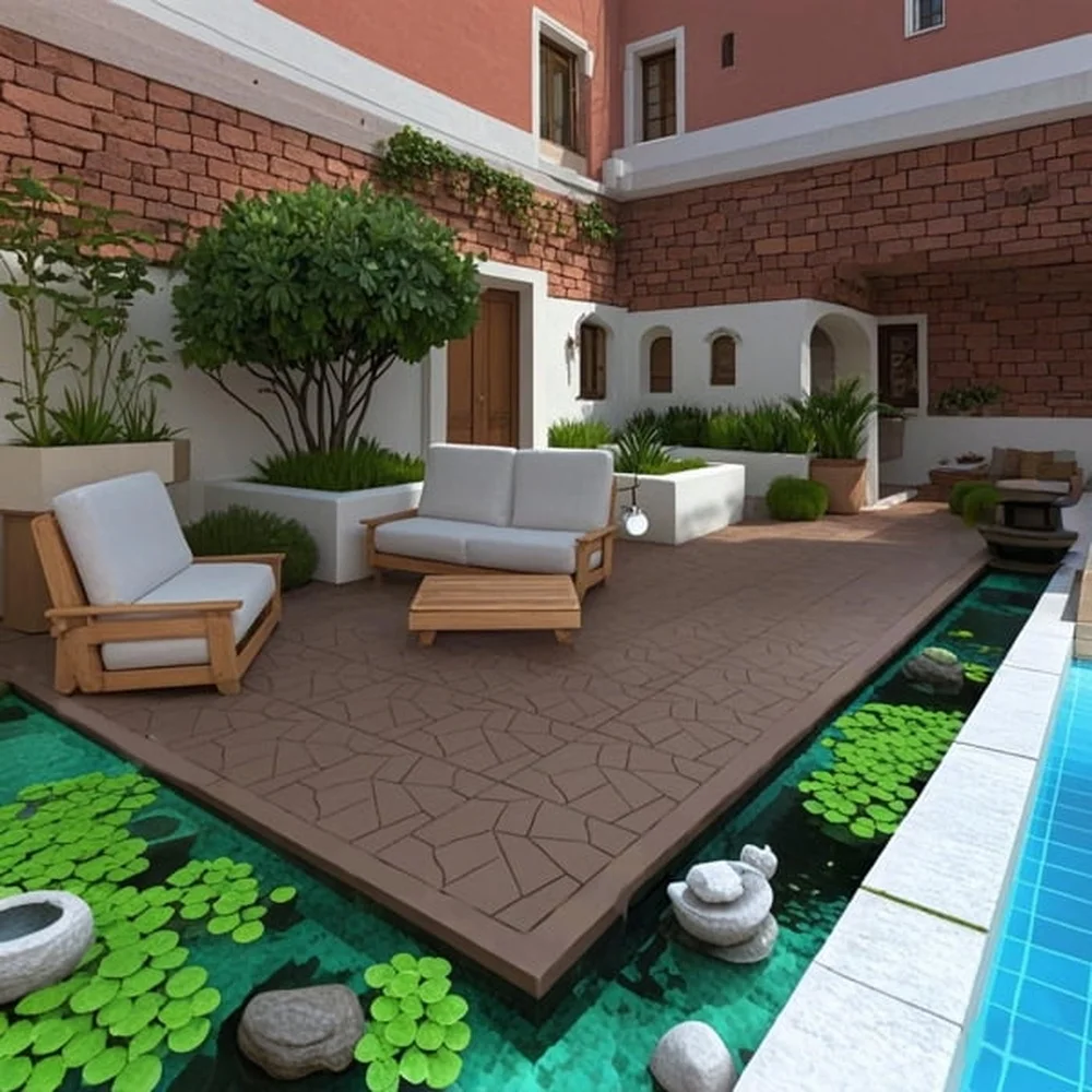 44 قطعة من بلاط سطح السفينة المركب من الخشب والبلاستيك المتشابك، أرضيات متينة سهلة التنظيف للاستخدام الداخلي والخارجي، خالية من الأدوات DIY #4