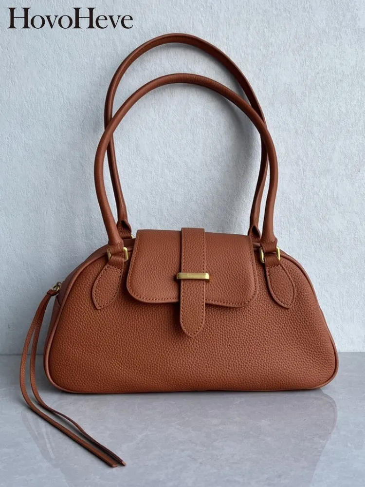 Concise Fashion Genuine Leather Crossbody Bags High Quality Zipper Ladies Handbag Solid Color Cowhide Hasp Single Shoulder Bag