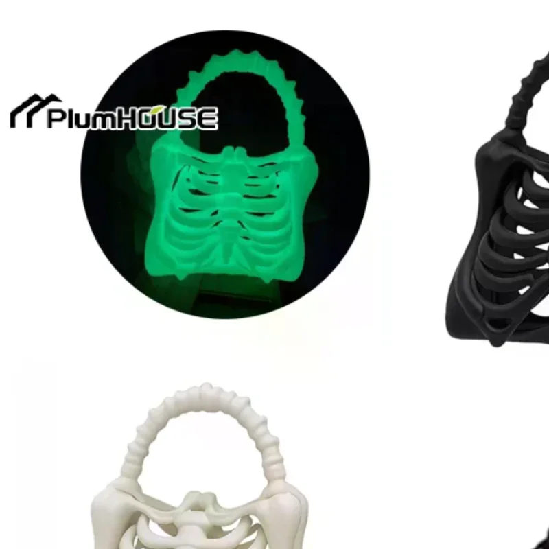 3D Printed Skeleton Bone Bag Gothic Skeleton Purse Spooky Realistic Ribcage Handbag Functional Pocket for Halloween Themed Party