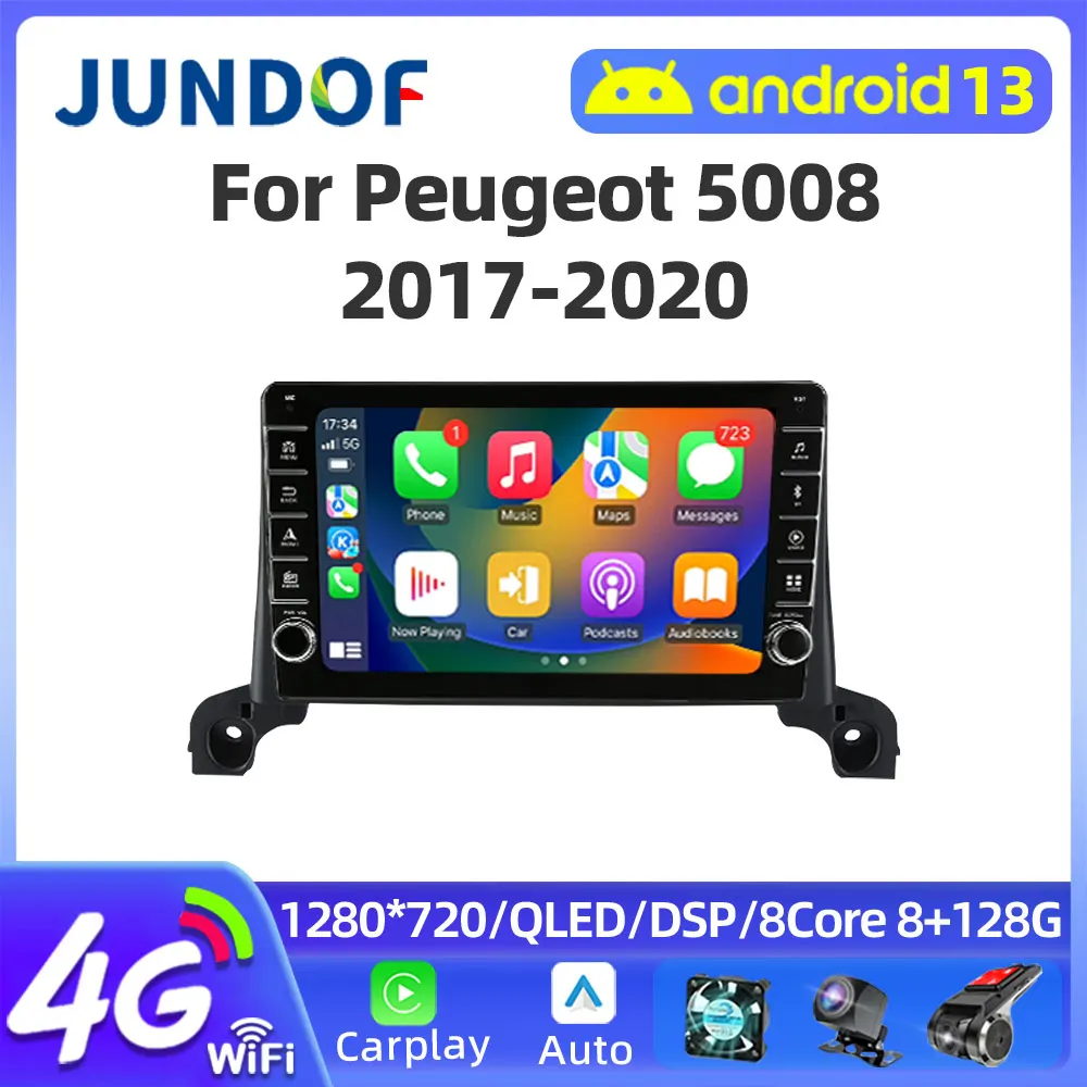 Car Radio Android 13 For Peugeot 5008 4008 3008 2017 - 2020 GPS Navigation Auto Stereo Wifi Screen Multimedia Player No 2din DVD