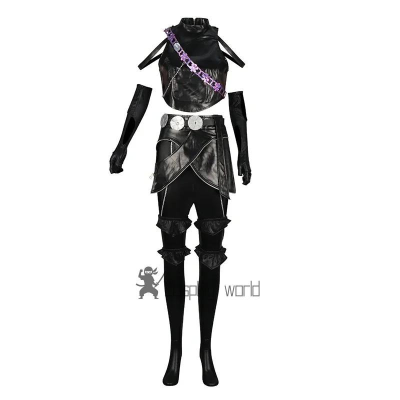 Kpop Demons Hunters Rumi Zoey Mira Cosplay Costume Black PU Leather Battle Suit Women Tops Pants Gloves Set Party Halloween