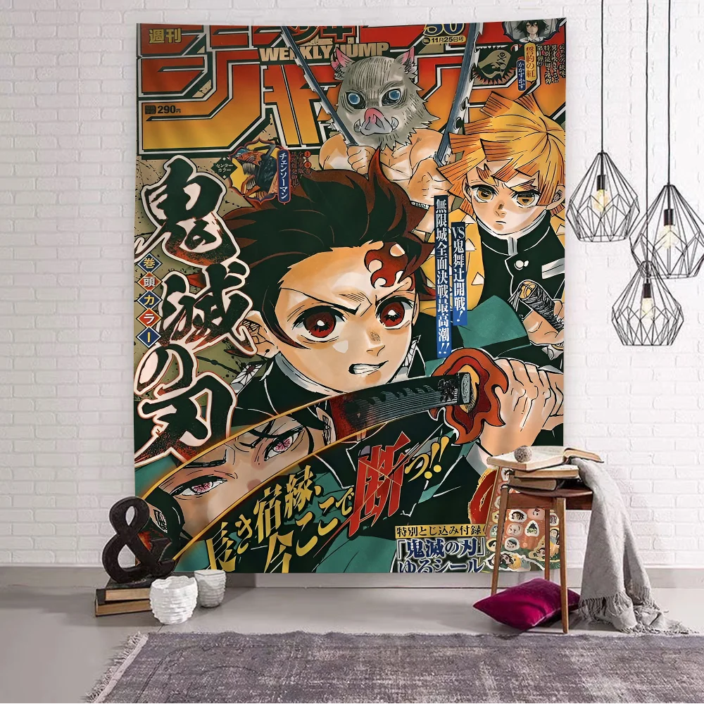 Anime Demon Slayer Anime Tapestry Indian Buddha Wall Decoration Witchcraft Bohemian Hippie Wall Hanging Sheets