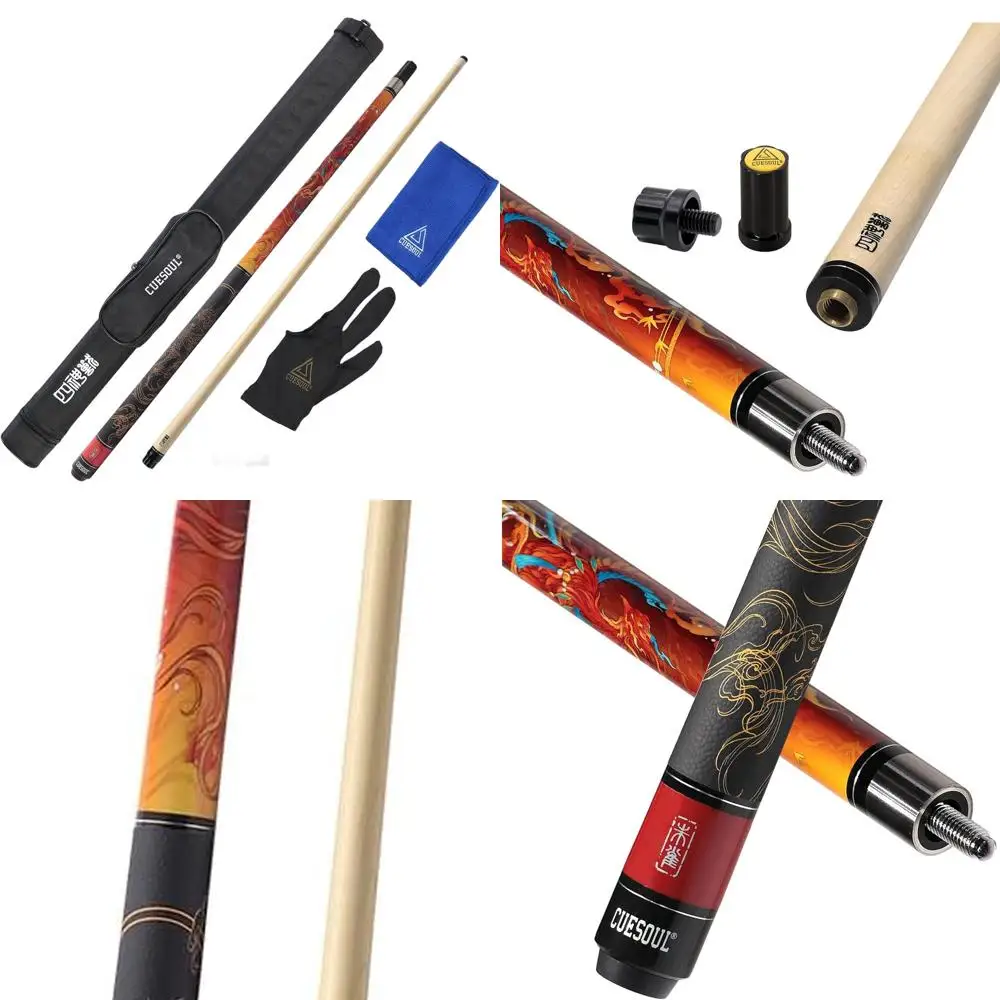 

Бильярдный кий 19 унций, черный чехол, наконечник 13 мм, длина 58 дюймов, мифологический узор, 4 дизайна