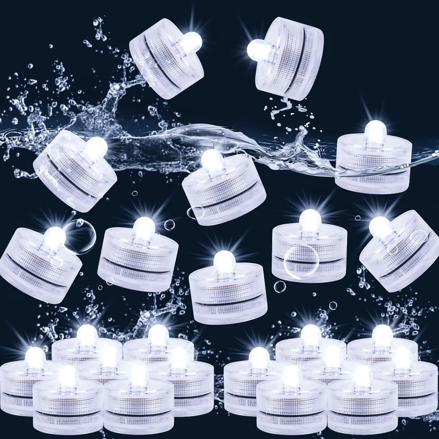 Set of 12/48pc Submersible LED Tea Lights Waterproof Underwater Tealight Multi-Color Pond Light For Wedding Party Decoration