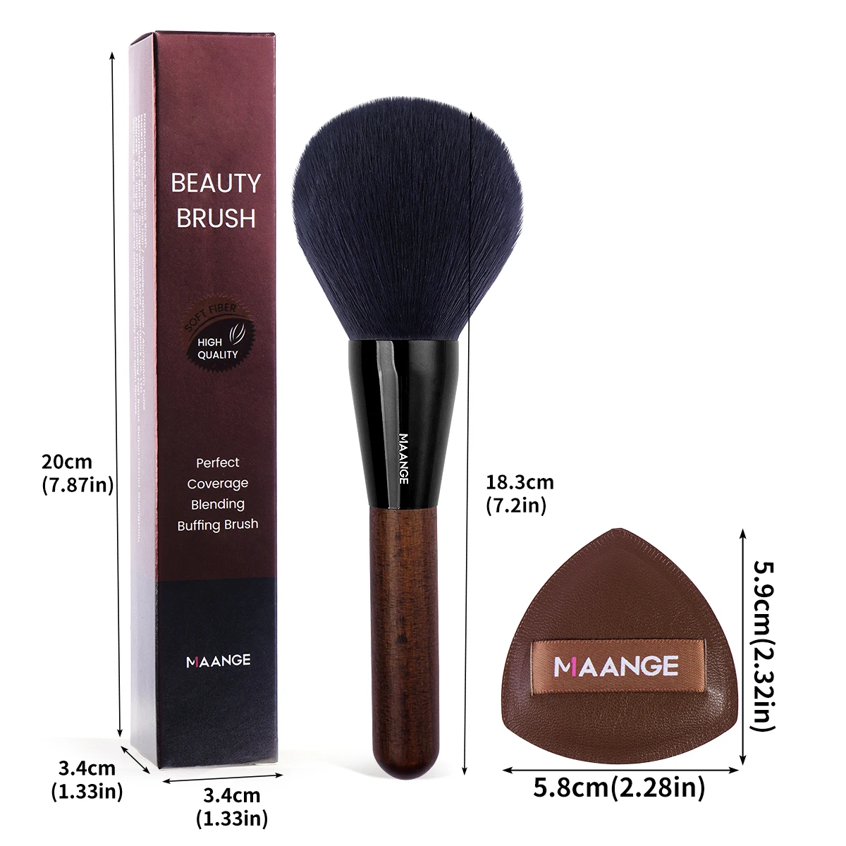 MAANGE فرشاة بودرة احترافية فرشاة كبيرة ناعمة وكثيفة مع وسادة هوائية منتفخة لمزج مستحضرات التجميل أداة فرش المكياج هدية