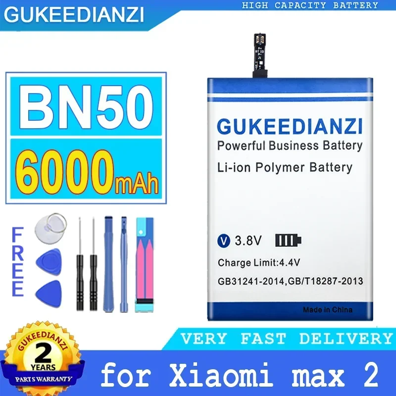 GUKEEDIANZI 배터리 BN50 6000mAh, 샤오미 max2 Max 2 배터리