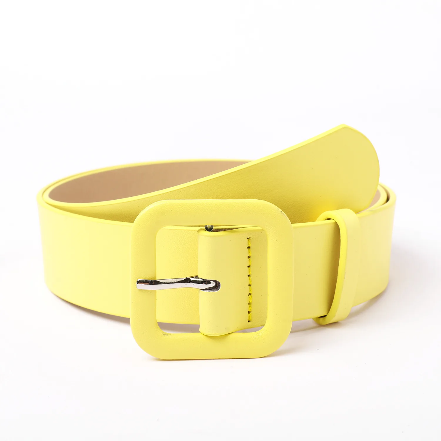 New square buckle: simple candy color decorative belt, women's fashionable and versatile jeans, slacks, wide waistband