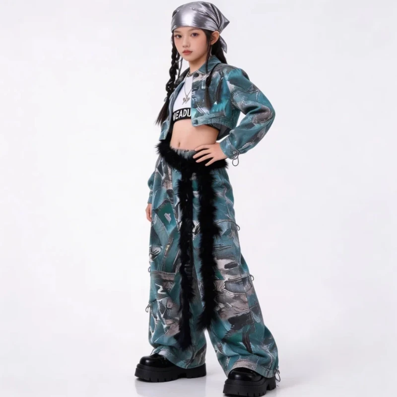 

Новые костюмы для выступлений на подиуме в стиле стрит-дэнс для девочек, костюмы для джазовых танцев для девочек, детские костюмы для выступлений в стиле хип-хоп