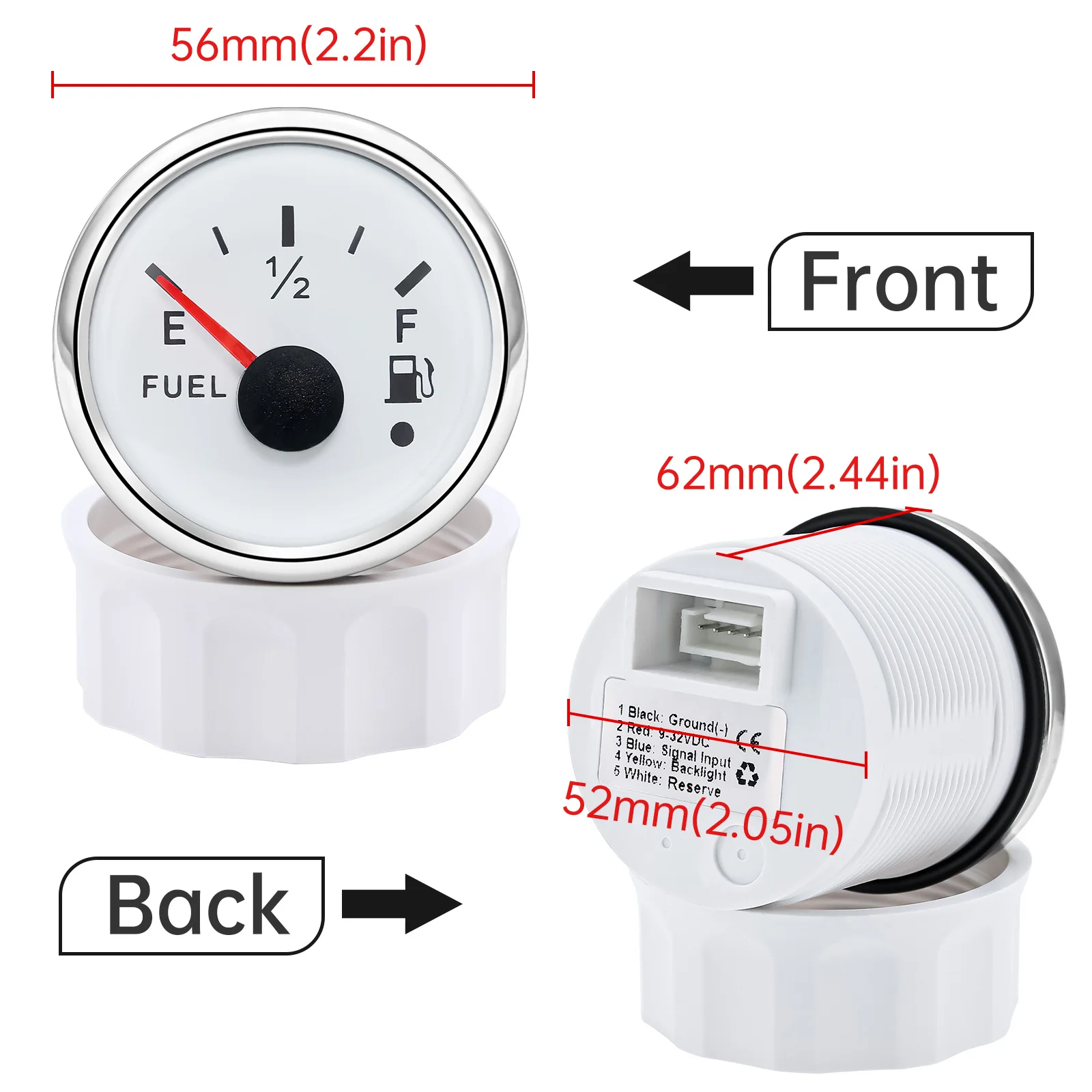 12v 52mm Fuel Gauge Fuel Level Gauge Meter E-2/1-F High Sensitivity Upgrade Modification Accessories Parts 0~190ohm 240~33ohm