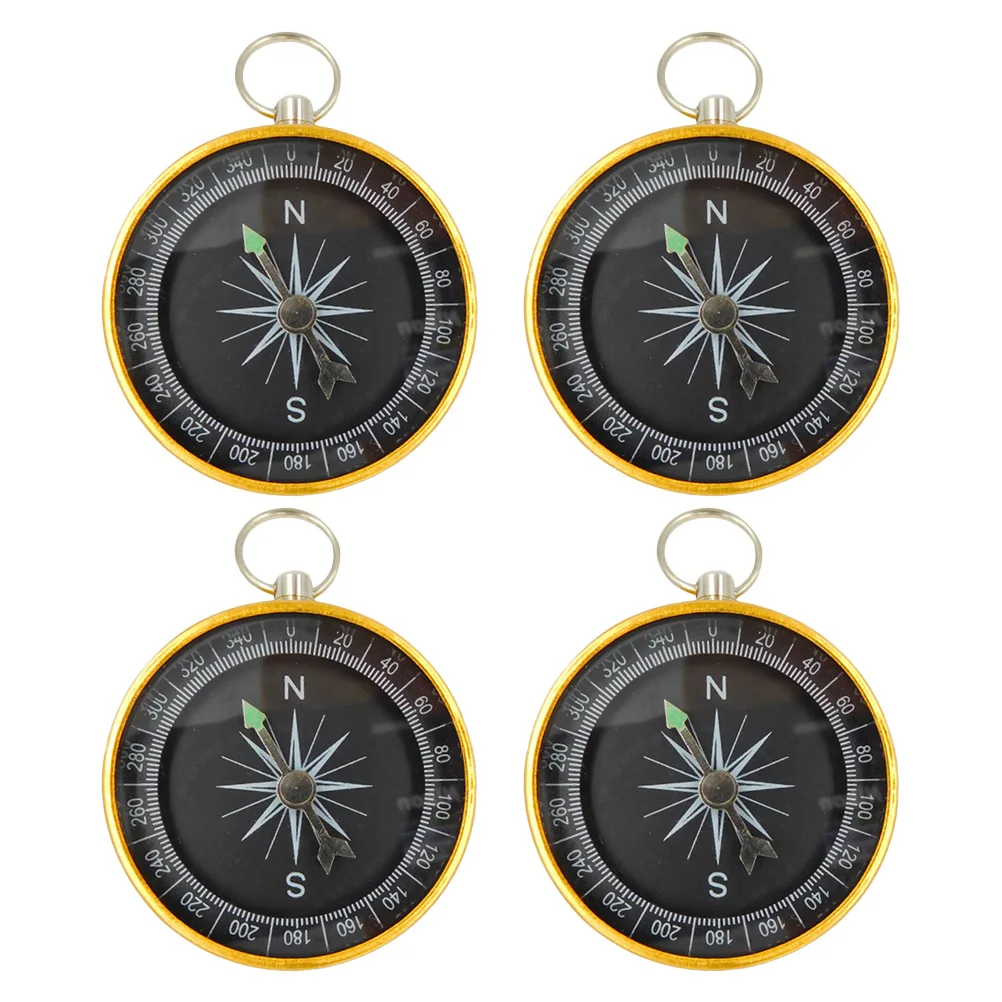 

4pcs Compass Keychain Small Mini Pocket Camping Hiking Travel Accessories Aluminum Alloy Vintage Style Durable for Climbing