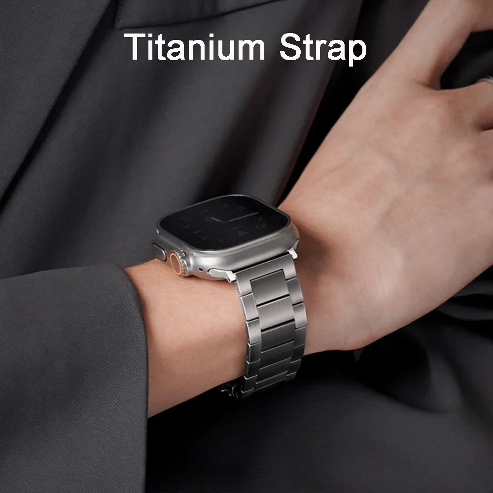 Real Titanium Metal Strap For Apple Watch Ultra 49mm 45mm 40mm 38mm 44mm Ttanium Watchband for iWatch 8 7 6543 Se Series Band