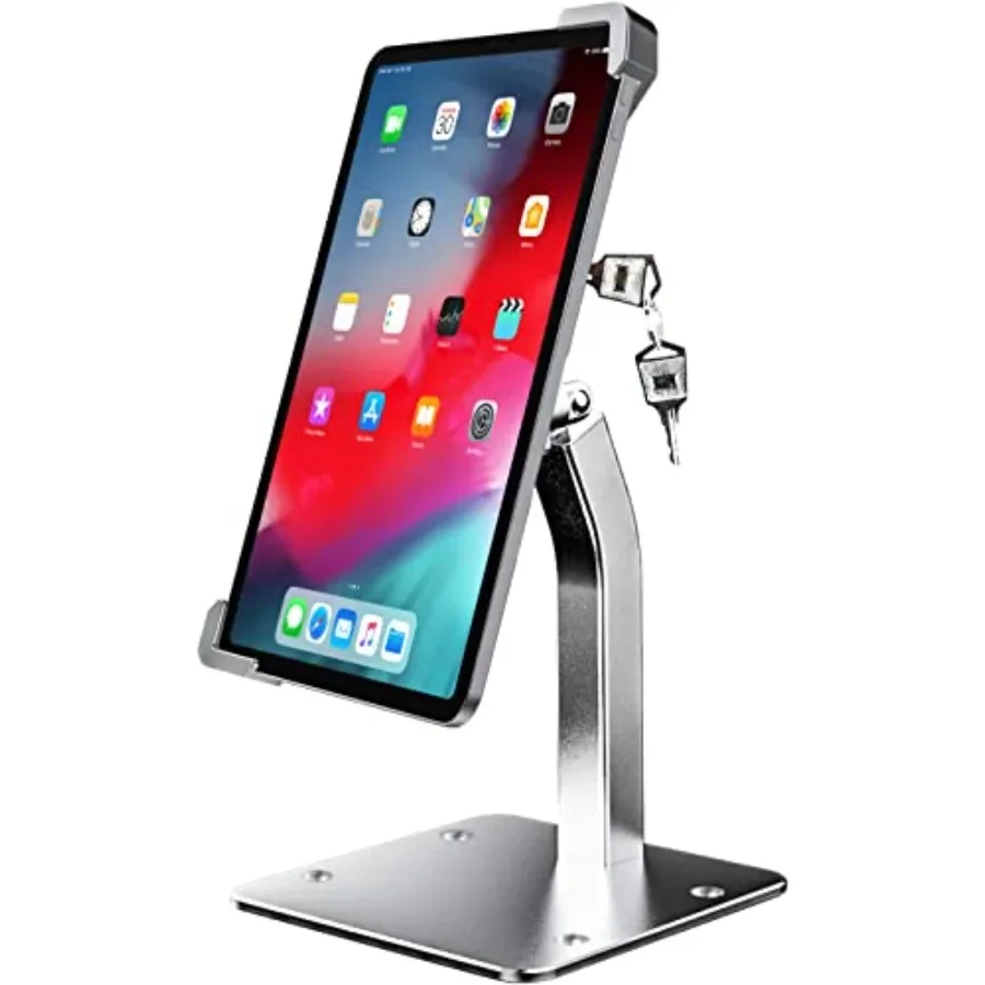 

Anti Theft Tablet Kiosk Stand for 9-14 Tablet, Heavy Duty Steel, Black, Secure Lock Key for iPad Pro 13/Air, Surface Pro/Go, Ga