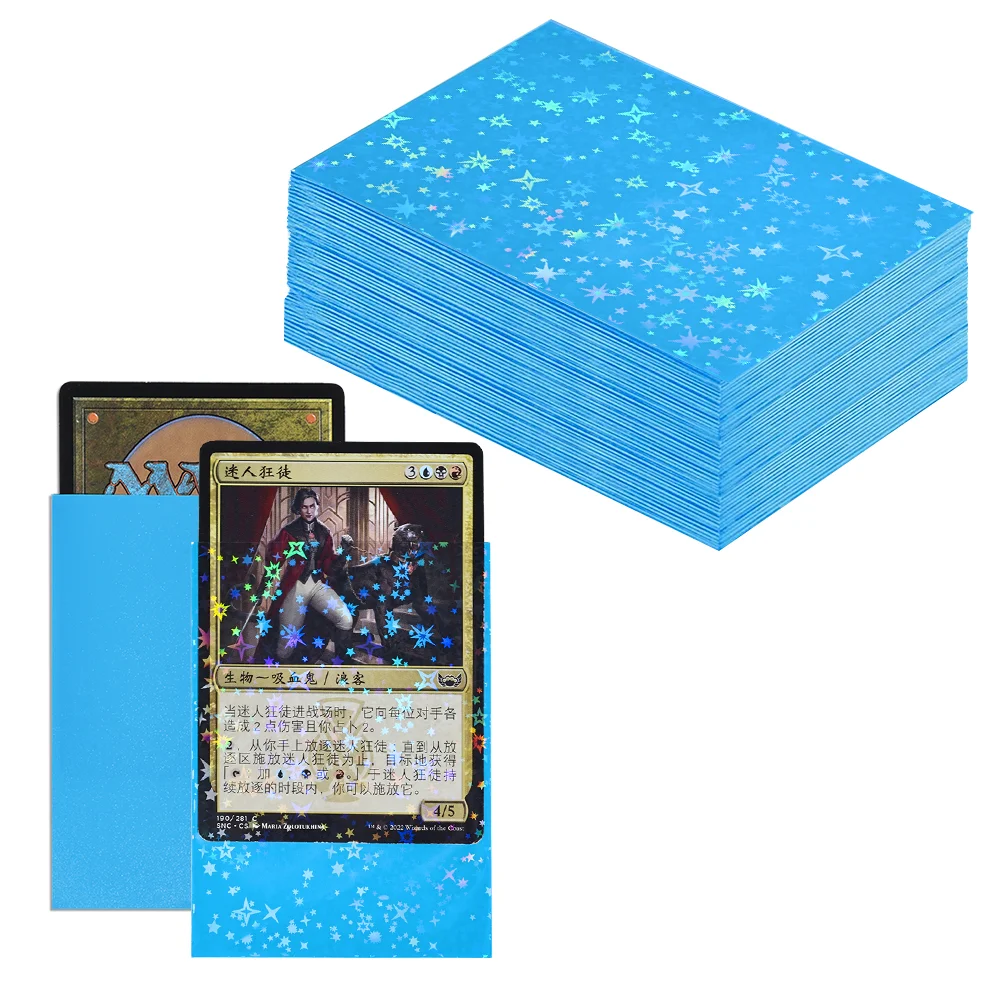 60 Stück Holografische Sternkartenhüllen Standardgröße 66x91mm für TCG/MTG Spielkarten Idol-Foto Sportkarten Schützen Sie Ihre Karten – Detail 12