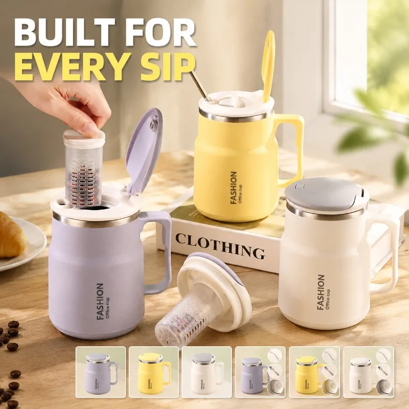 304 Stainless Steel Water Cup Car‑mounted Straw Mug Eye‑catching Appearance Hand‑held Coffee Vessel Portable Icy Beverage