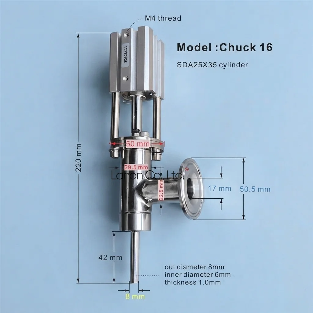 Lanan Chuck16 Stainless Steel Filling Machine Discharge Nozzle,Paste Filling Head Spare part