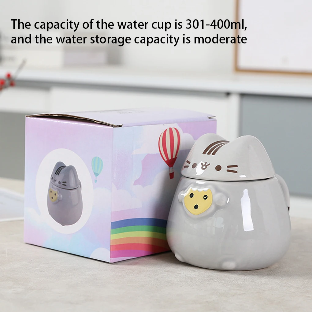 Cartoon Cat Mugs Coffee Cups with Lid Ceramic Breakfast Milk Cup Cartoon Cute Lucky Cat Water Cup Office Drinkware