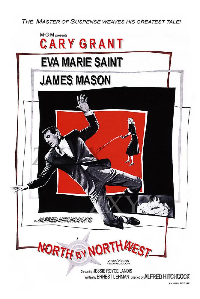 North by Northwest Vintage Alfred Hitchcock Movie Poster