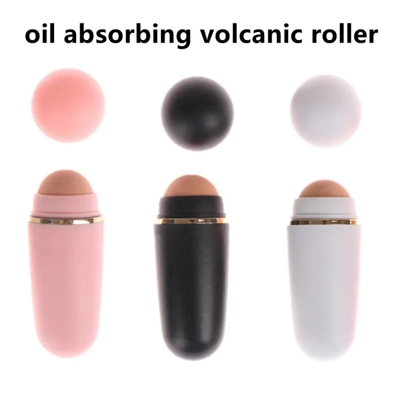 Face Oil Absorbing Roller Natural Volcanic Stone Massage Body Stick Makeup Face Skin Care Tool Facial Pores Cleaning Oil Roller